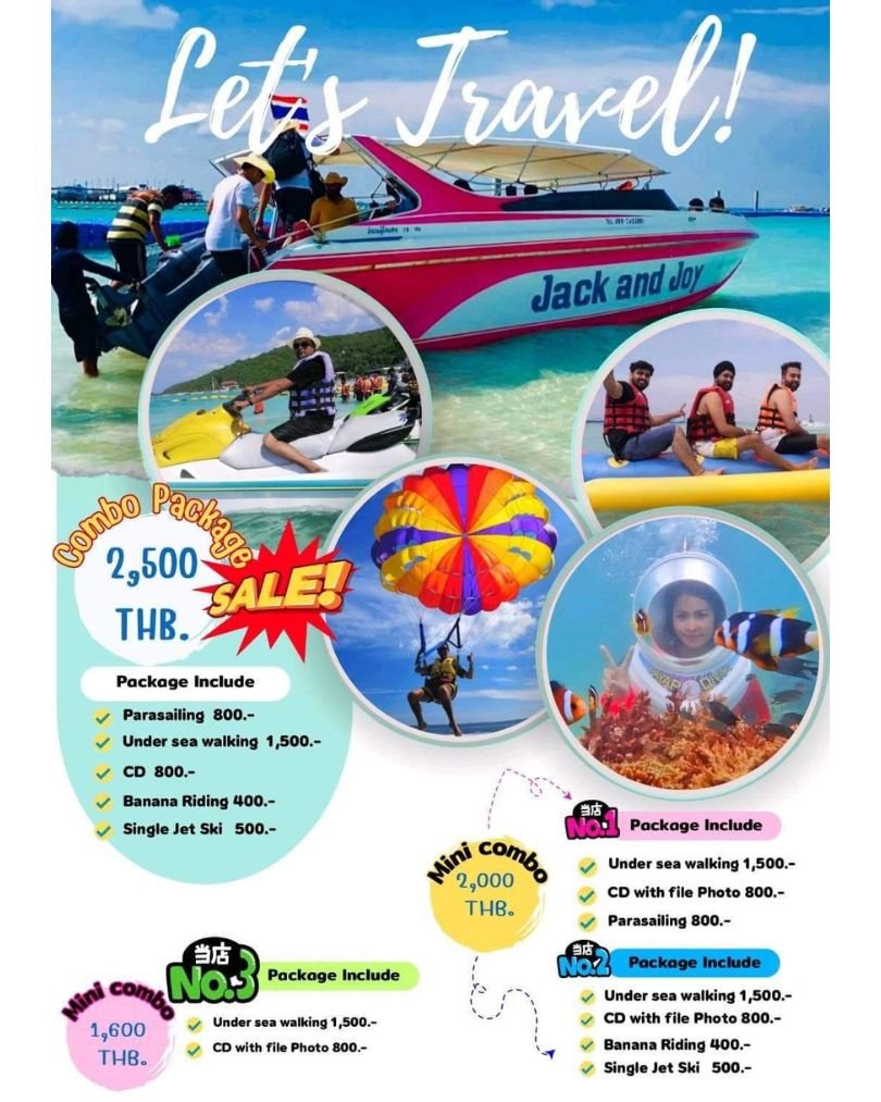 Pattaya Coral Island. Includes hotel pick-up, drop-off, lunch, speed boat